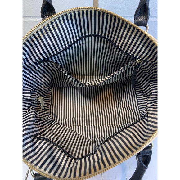 Kate Spade Jackson Street Dixon Satchel Bag Pebbled Leather Grey Cream Black - Picture 7 of 9